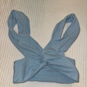 Blue Ribbed Women's Top